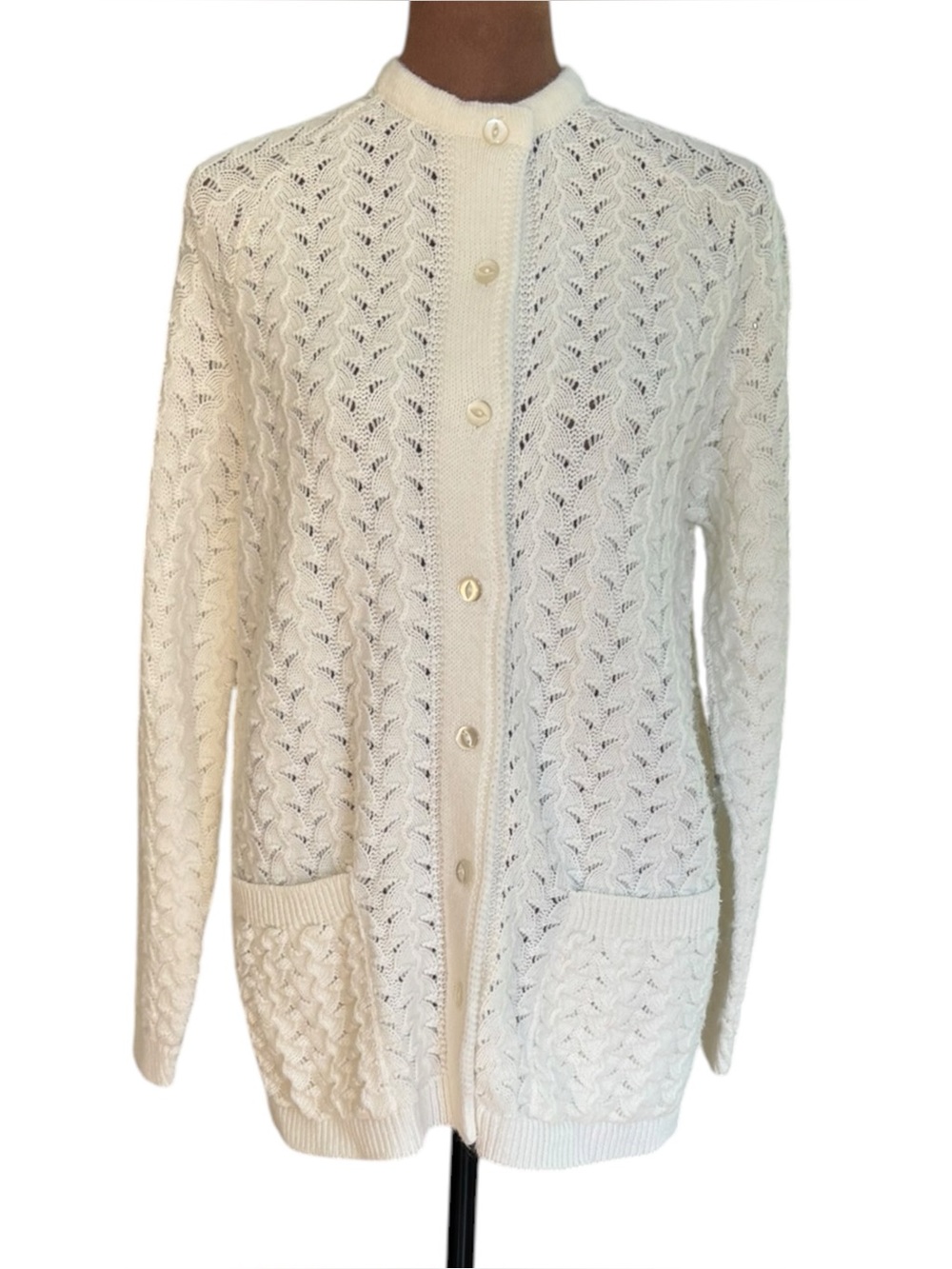 1980s Cable Knit Cardigan by Sears — Size S